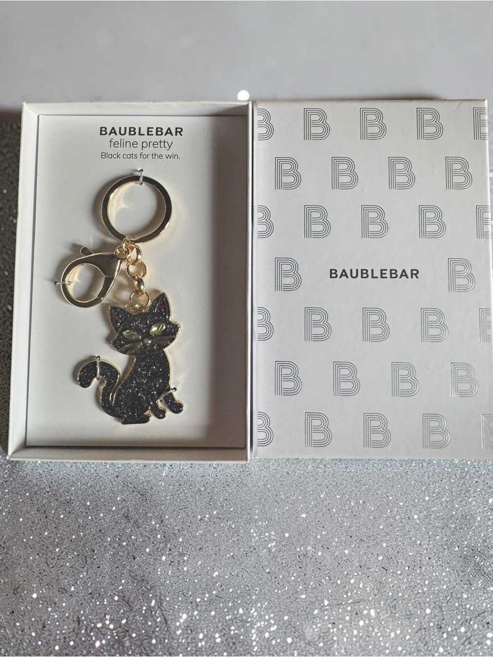 BaubleBar Black Cat Keychain Charm - NIB